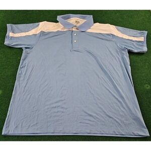 Mens Golf Polo Shirt Blue White Stripe Short Sleeve 2XL 2TG